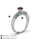 4 - Lumina Classic Round Red Garnet with Round and Baguette Diamond Engagement Ring 