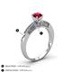 4 - Lumina Classic Round Ruby with Round and Baguette Diamond Engagement Ring 
