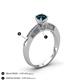 4 - Lumina Classic Round London Blue Topaz with Round and Baguette Diamond Engagement Ring 
