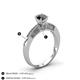 4 - Lumina Classic Round Black Diamond with Round and Baguette White Diamond Engagement Ring 