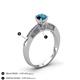 4 - Lumina Classic Round Blue Diamond with Round and Baguette White Diamond Engagement Ring 