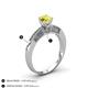 4 - Lumina Classic Round Yellow Diamond with Round and Baguette White Diamond Engagement Ring 