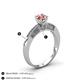 4 - Lumina Classic Round Morganite with Round and Baguette Diamond Engagement Ring 