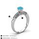 4 - Lumina Classic Round Turquoise with Round and Baguette Diamond Engagement Ring 