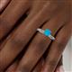 6 - Lumina Classic Round Turquoise with Round and Baguette Diamond Engagement Ring 