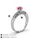 4 - Lumina Classic Round Pink Tourmaline with Round and Baguette Diamond Engagement Ring 