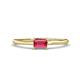 1 - Norina Classic Emerald Cut 6x4 mm Pink Tourmaline East West Solitaire Engagement Ring 