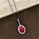 2 - Esha 8x6 mm Oval Cut Ruby and Round Diamond Halo Pendant Necklace 