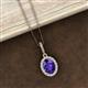 2 - Esha 8x6 mm Oval Cut Iolite and Round Diamond Halo Pendant Necklace 