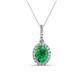 1 - Esha 8x6 mm Oval Cut Emerald and Round Diamond Halo Pendant Necklace 