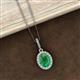 2 - Esha 8x6 mm Oval Cut Emerald and Round Diamond Halo Pendant Necklace 