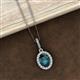2 - Esha 8x6 mm Oval Cut London Blue Topaz and Round Diamond Halo Pendant Necklace 
