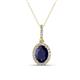 1 - Esha 8x6 mm Oval Cut Blue Sapphire and Round Diamond Halo Pendant Necklace 