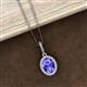 2 - Esha 8x6 mm Oval Cut Tanzanite and Round Diamond Halo Pendant Necklace 