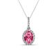 1 - Esha 8x6 mm Oval Cut Pink Tourmaline and Round Diamond Halo Pendant Necklace 