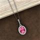 2 - Esha 8x6 mm Oval Cut Pink Tourmaline and Round Diamond Halo Pendant Necklace 