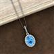 2 - Esha 8x6 mm Oval Cut Blue Topaz and Round Diamond Halo Pendant Necklace 