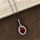 2 - Esha 8x6 mm Oval Cut Red Garnet and Round Diamond Halo Pendant Necklace 