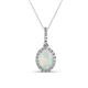 1 - Esha 8x6 mm Oval Cut Opal and Round Diamond Halo Pendant Necklace 
