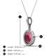 3 - Esha 8x6 mm Oval Cut Rhodolite Garnet and Round Diamond Halo Pendant Necklace 