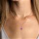 4 - Esha 8x6 mm Oval Cut Pink Tourmaline and Round Diamond Halo Pendant Necklace 