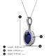 3 - Esha 8x6 mm Oval Cut Blue Sapphire and Round Diamond Halo Pendant Necklace 
