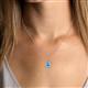4 - Esha 8x6 mm Oval Cut Blue Topaz and Round Diamond Halo Pendant Necklace 