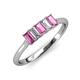 3 - Noura 5x3 mm Emerald Cut Pink Sapphire and Diamond 5 Stone Wedding Band 