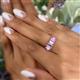 5 - Noura 5x3 mm Emerald Cut Pink Sapphire and Diamond 5 Stone Wedding Band 