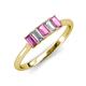 3 - Noura 5x3 mm Emerald Cut Pink Sapphire and Diamond 5 Stone Wedding Band 
