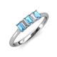 3 - Noura 5x3 mm Emerald Cut Blue Topaz and Diamond 5 Stone Wedding Band 