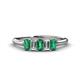 1 - Noura 5x3 mm Emerald Cut Emerald and Diamond 5 Stone Wedding Band 