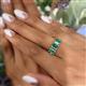 5 - Noura 5x3 mm Emerald Cut Emerald and Diamond 5 Stone Wedding Band 