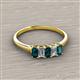 2 - Noura 5x3 mm Emerald Cut London Blue Topaz and Diamond 5 Stone Wedding Band 