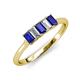 3 - Noura 5x3 mm Emerald Cut Blue Sapphire and Diamond 5 Stone Wedding Band 