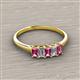 2 - Noura 5x3 mm Emerald Cut Pink Tourmaline and Lab Grown Diamond 5 Stone Wedding Band 