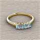 2 - Noura 5x3 mm Emerald Cut Aquamarine and Lab Grown Diamond 5 Stone Wedding Band 