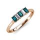 3 - Noura 5x3 mm Emerald Cut London Blue Topaz and Lab Grown Diamond 5 Stone Wedding Band 