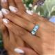 5 - Noura 5x3 mm Emerald Cut Blue Topaz and Lab Grown Diamond 5 Stone Wedding Band 