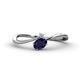 1 - Lucie Bold Oval Cut Blue Sapphire and Round Diamond 2 Stone Promise Ring 