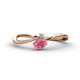 1 - Lucie Bold Oval Cut Rhodolite Garnet and Round Diamond 2 Stone Promise Ring 