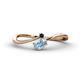1 - Lucie Bold Oval Cut Aquamarine and Round Blue Sapphire 2 Stone Promise Ring 