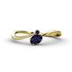 1 - Lucie Bold Oval Cut and Round Blue Sapphire 2 Stone Promise Ring 