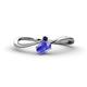 1 - Lucie Bold Oval Cut Tanzanite and Round Blue Sapphire 2 Stone Promise Ring 