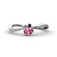 1 - Lucie Bold Oval Cut Pink Tourmaline and Round Blue Sapphire 2 Stone Promise Ring 