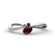 1 - Lucie Bold Oval Cut Red Garnet and Round Blue Sapphire 2 Stone Promise Ring 