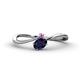 1 - Lucie Bold Oval Cut Blue Sapphire and Round Pink Sapphire 2 Stone Promise Ring 