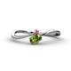 1 - Lucie Bold Oval Cut Peridot and Round Pink Sapphire 2 Stone Promise Ring 