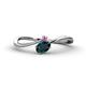 1 - Lucie Bold Oval Cut London Blue Topaz and Round Pink Sapphire 2 Stone Promise Ring 