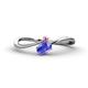 1 - Lucie Bold Oval Cut Tanzanite and Round Pink Sapphire 2 Stone Promise Ring 